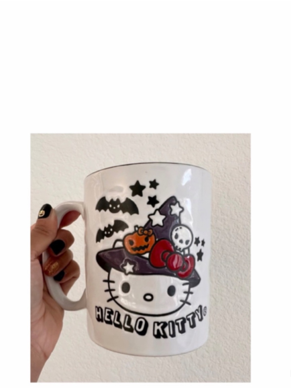 NEW Hello Kitty Halloween Mug With Witch Pumpkin Skull And Bats